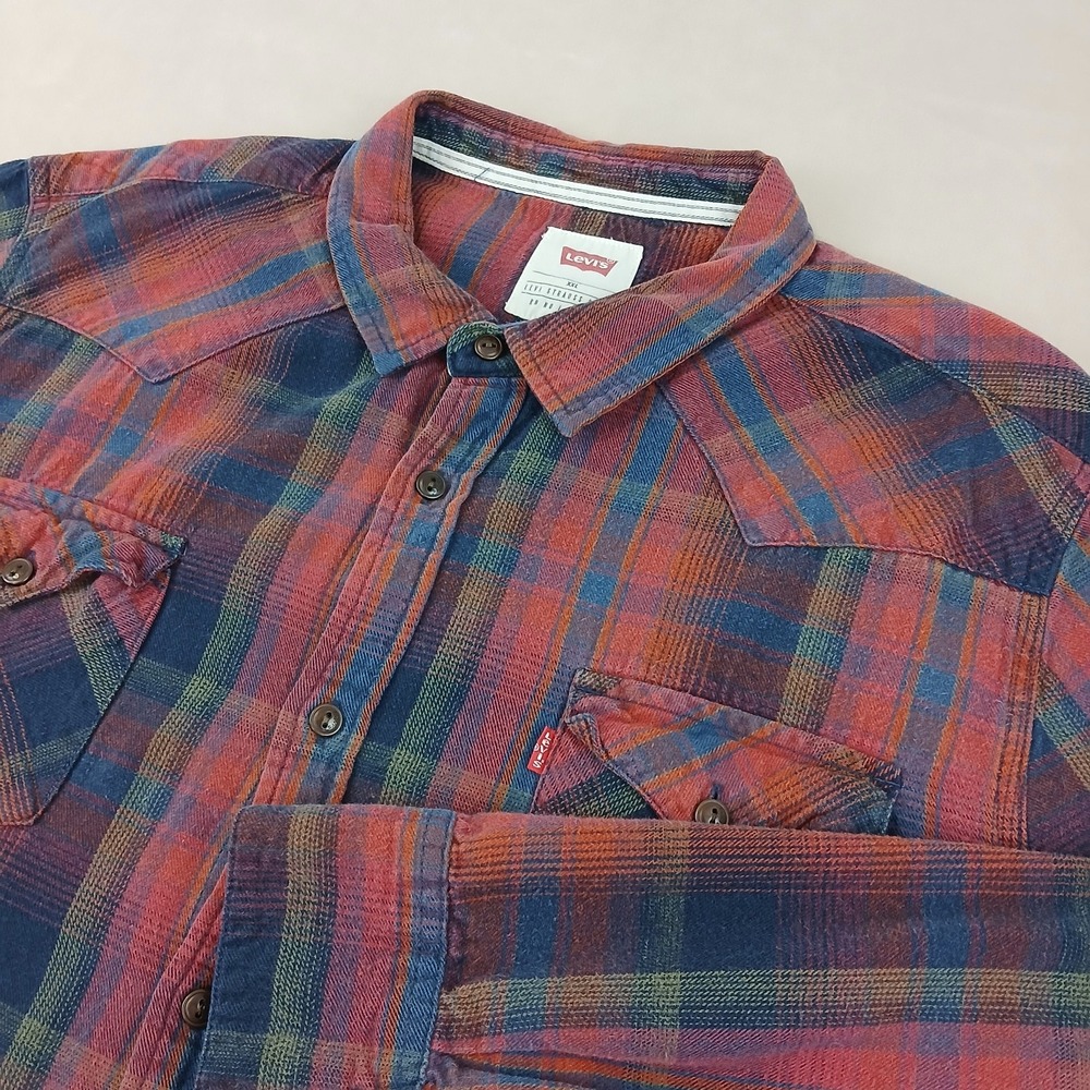 VTG Levis XXL Mens Shirt Flannel Western Cowboy 23x27 **Fits A Large **